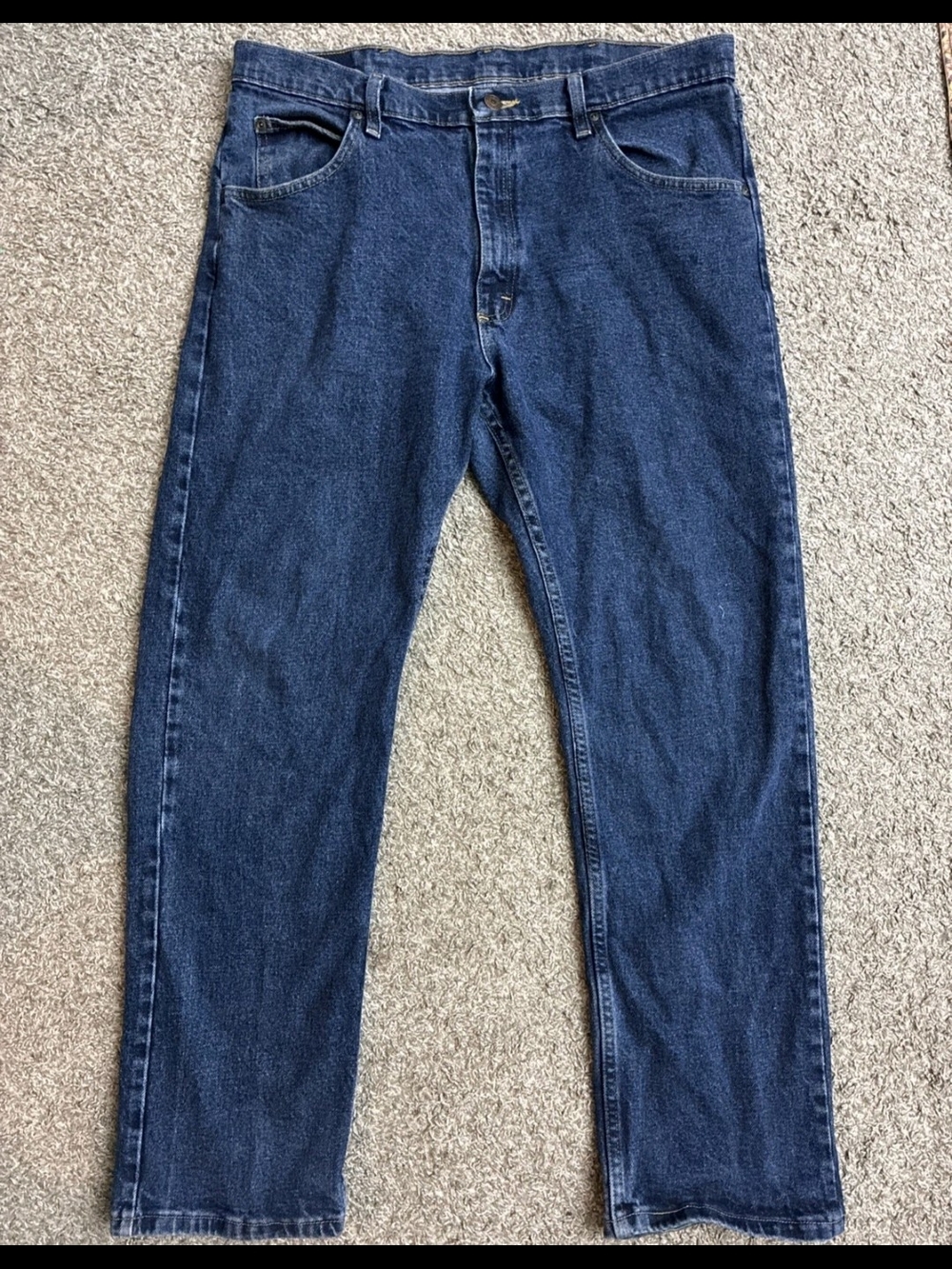Wrangler Men's Dark Blue Straight-Leg Jeans